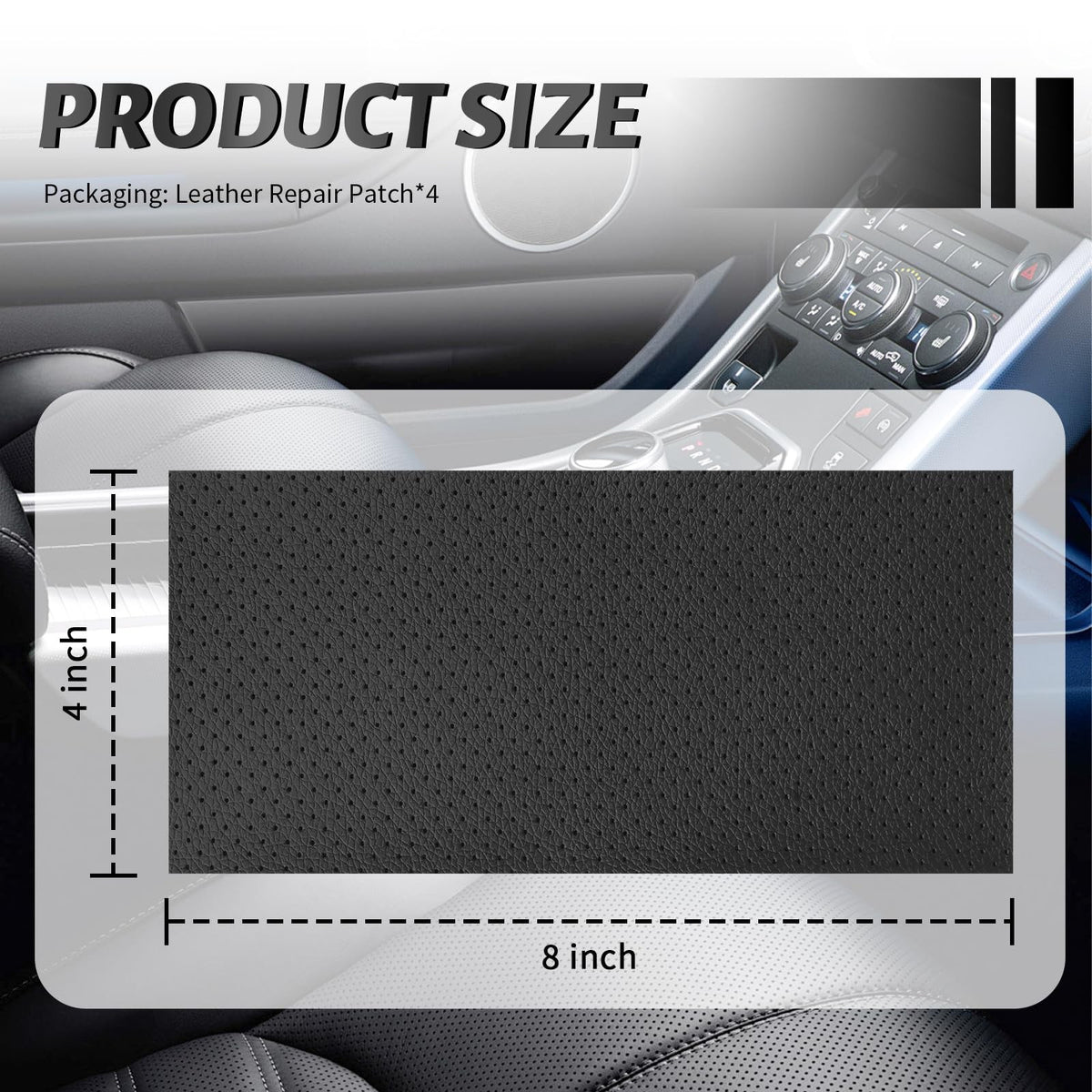 Self-Adhesive Leather Repair Patch Black 8x4 Inch for Vehicle & Furniture