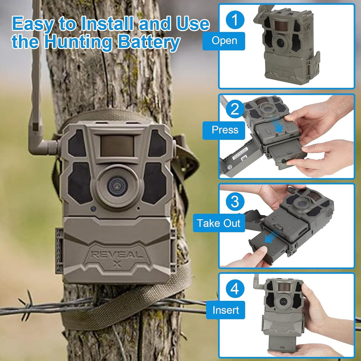 4-Pack High-Capacity 6000mAh Trail Camera Replacement Batteries for Tactacam Reveal X & Pro