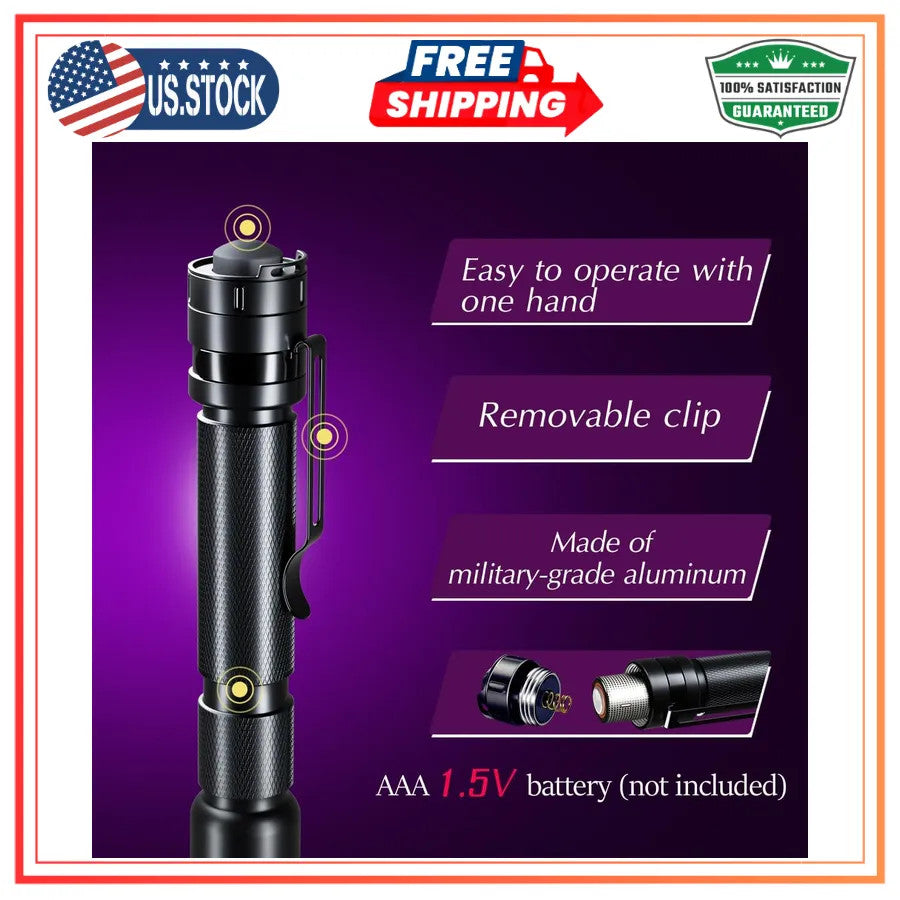 UV Flashlight Pen Light 395nm Two Pack for ID Check Pet Stain Detection