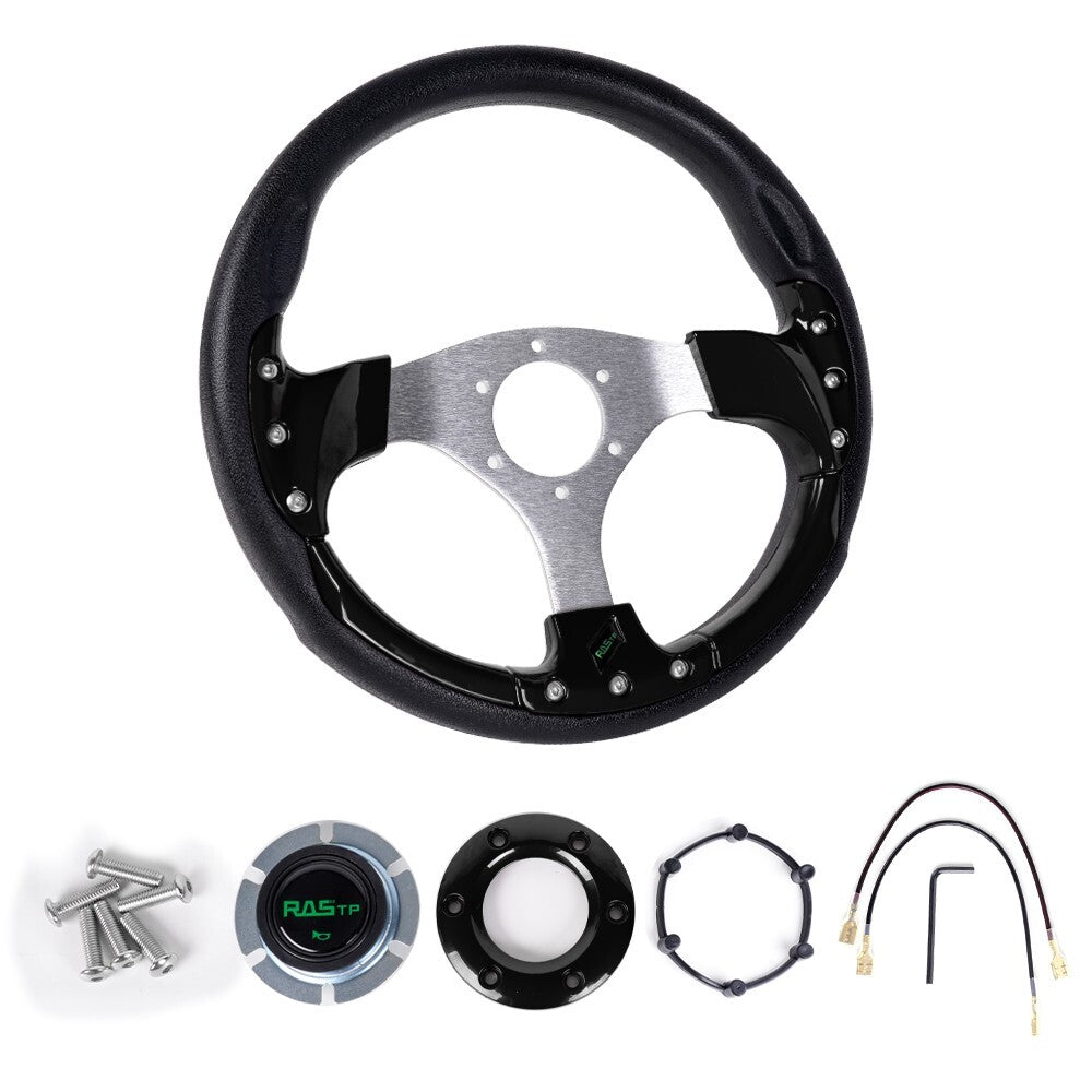 Golf Cart Steering Wheel & Adapter Set for EZGO Club Car Yamaha - Black
