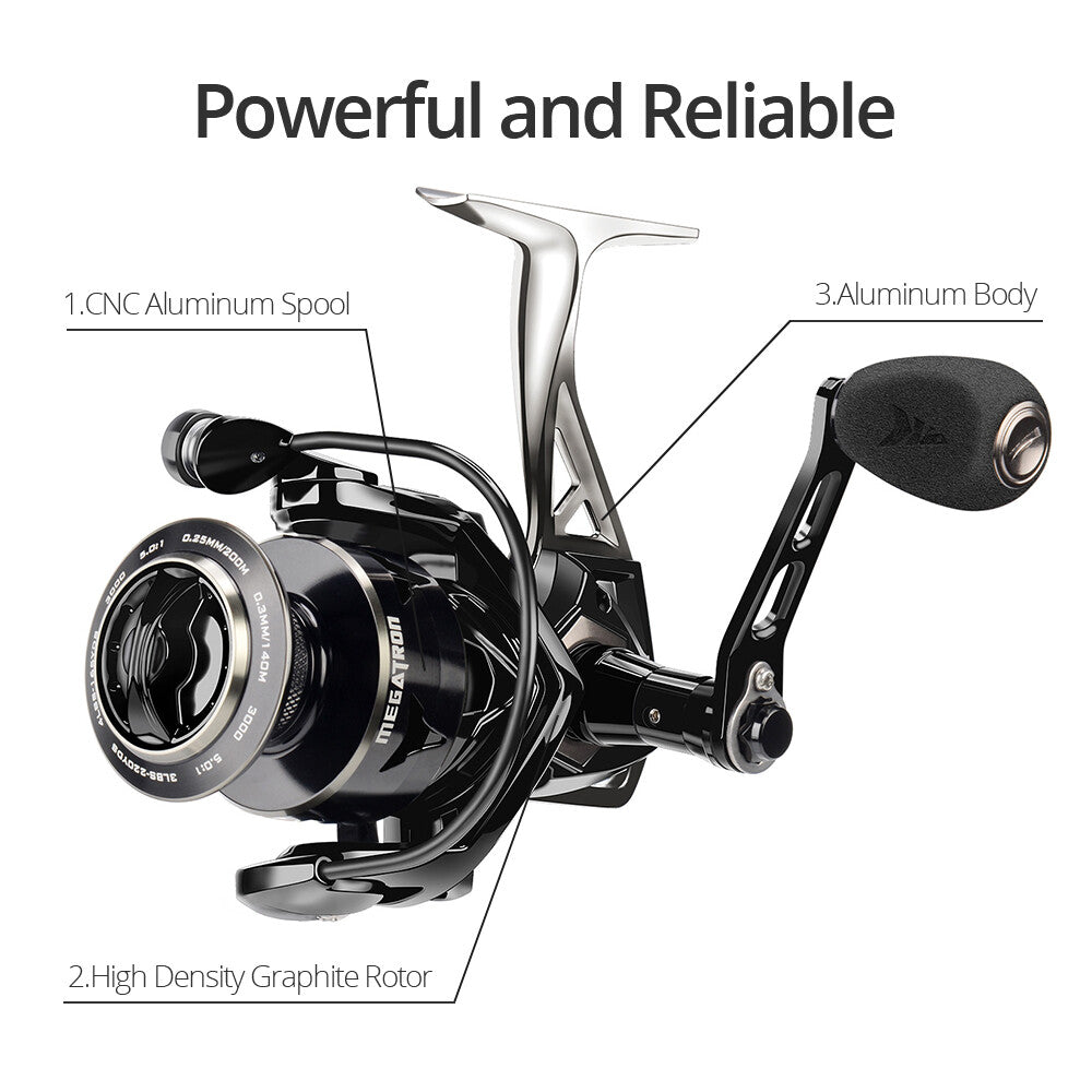 Saltwater Spinning Reel Over 30LB Carbon Drag for Freshwater & Saltwater Fishing