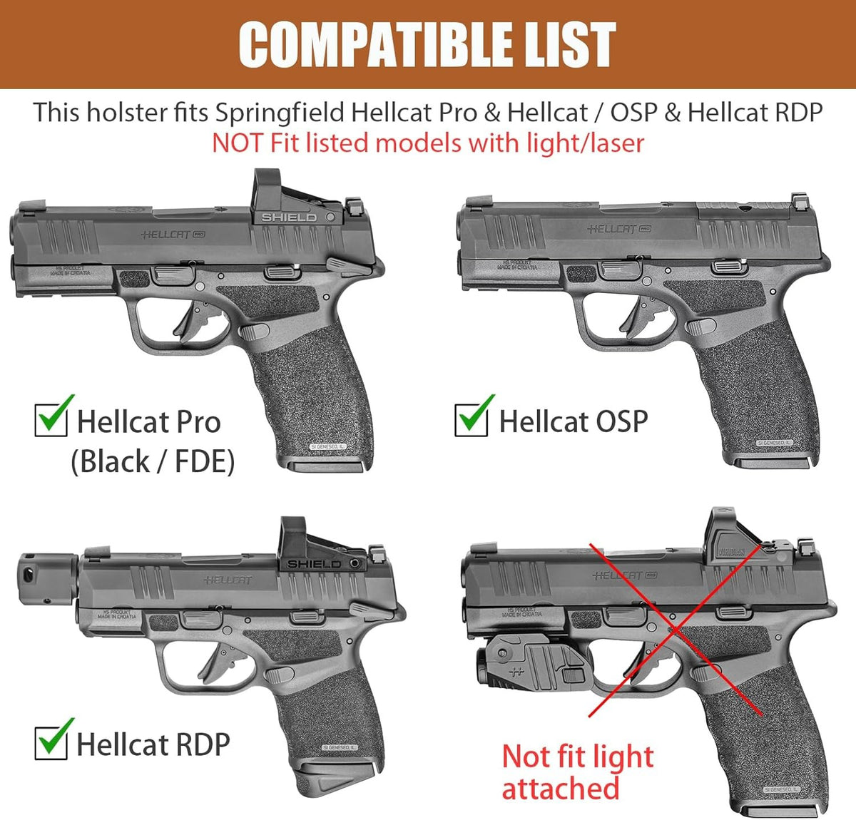 OWB Holster for Springfield Hellcat Pro & RDP - Optic-Ready, Adjustable Retention, Right Hand