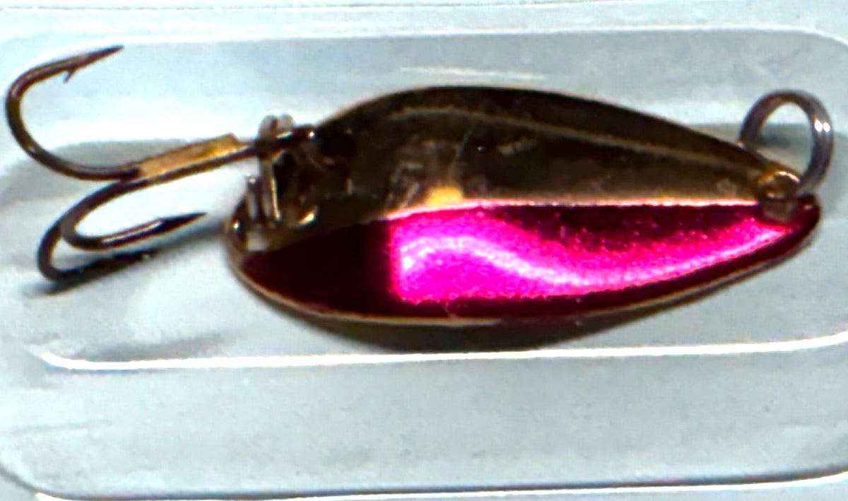 Fishing Spoon Lure Set - Gold Burgundy & Ripple Nickel Green 1/8oz