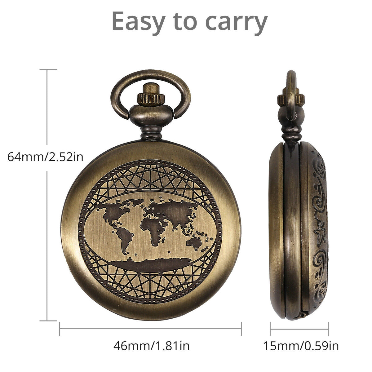 Outdoor Camping Hiking Brass Pocket Compass with Chain and Bag