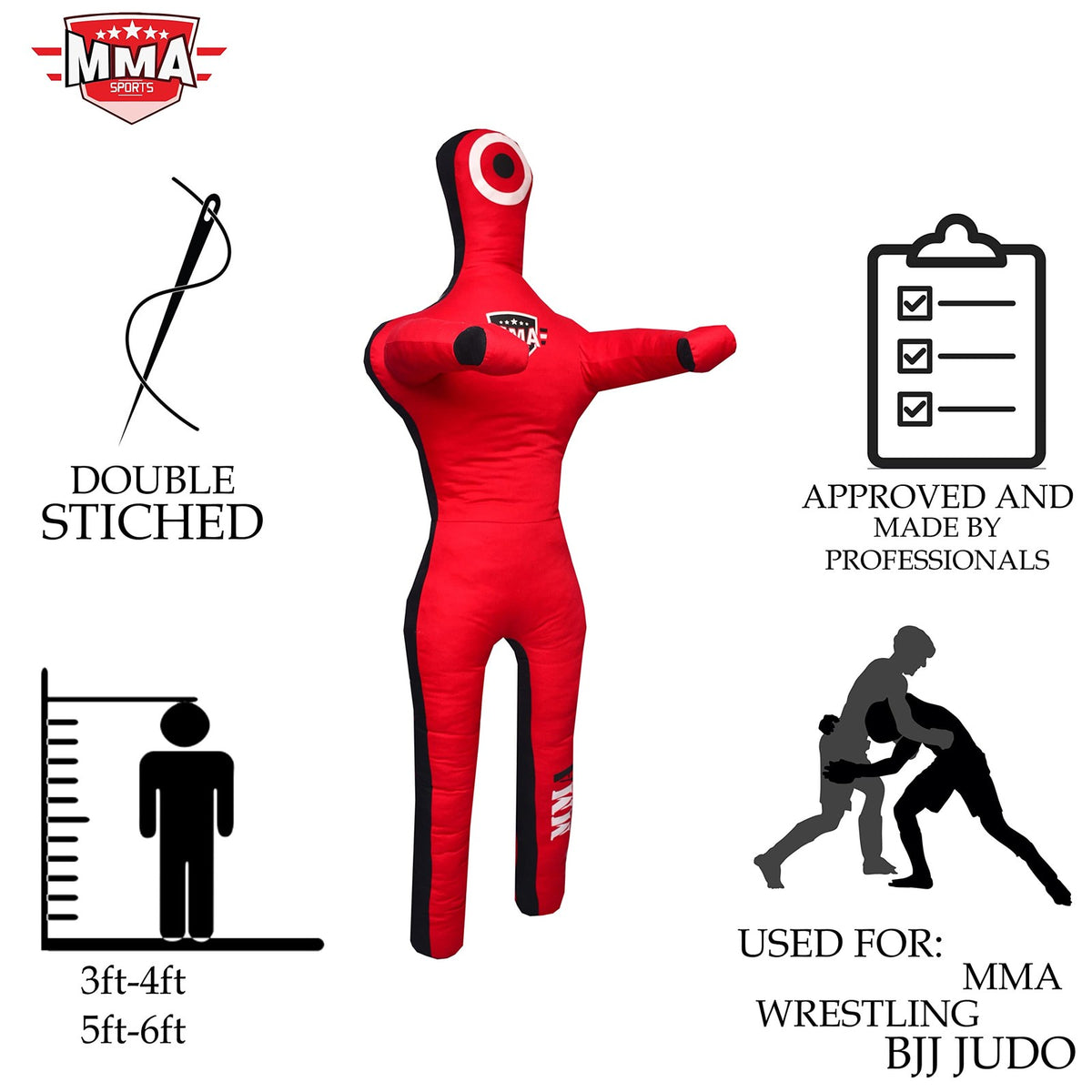 6FT Kids Grappling Dummy for Martial Arts Training - Wrestling, Jiu-Jitsu, MMA