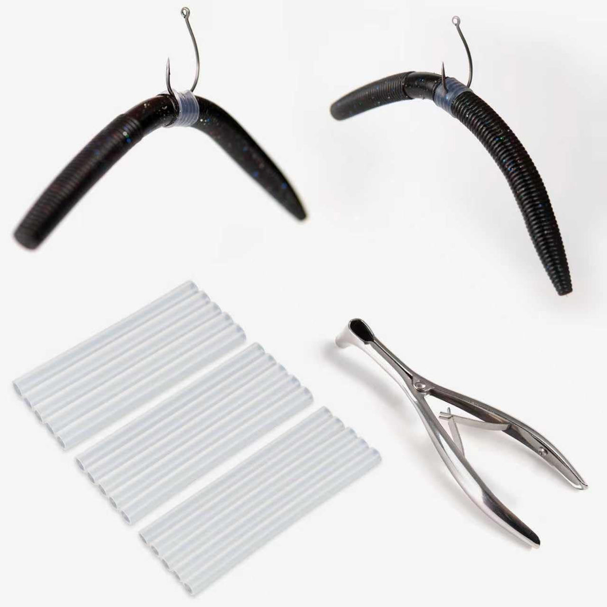Fishing Wacky Rig O Ring Tool Kit - Silicone Tubing & Stainless Steel Applicator