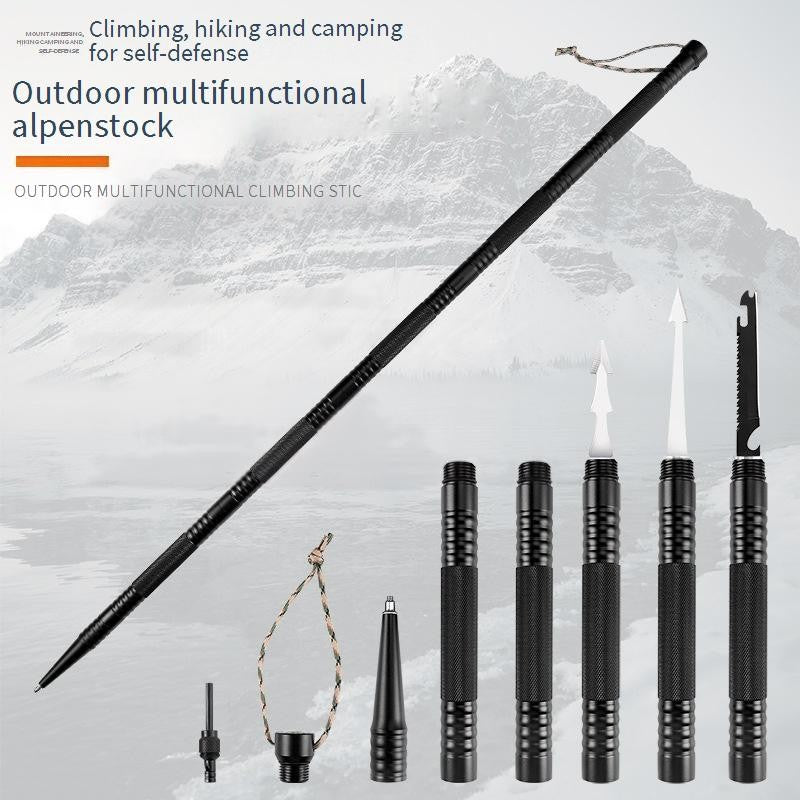 Multi-Functional Collapsible Hiking Pole with Emergency Whistle & Compass
