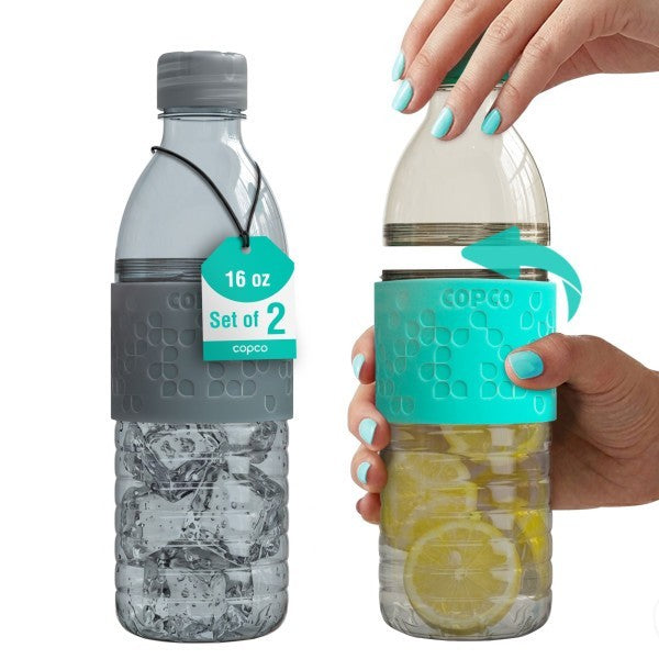 16.9oz Leak-Proof Reusable Water Bottle Set with Non-Slip Sleeve