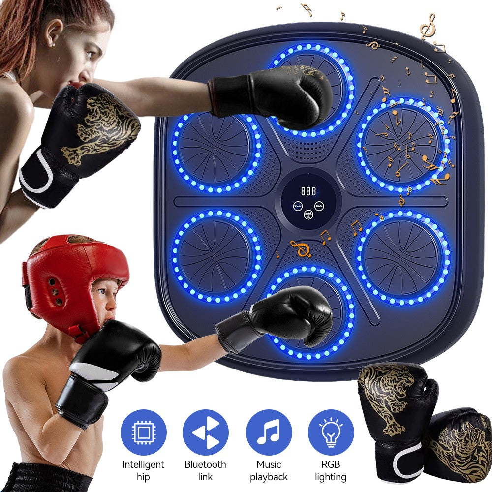 Wall Mount Boxing Training Target with Bluetooth Music and LED Lights - Exercise Machine + Gloves