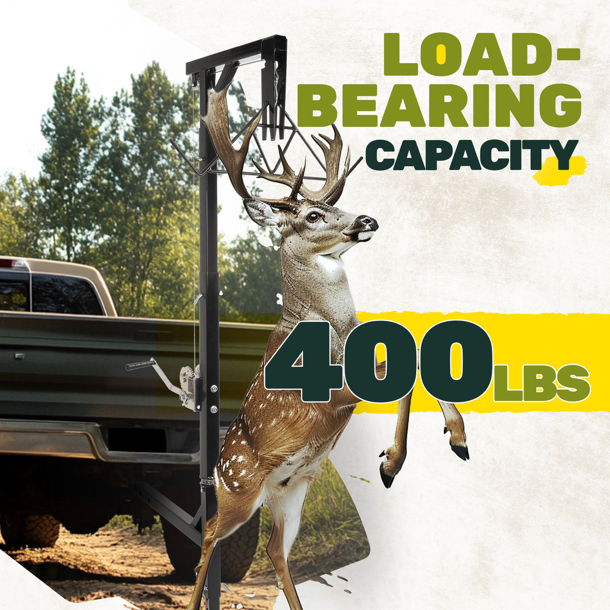 Hitch Mount Deer Hoist with Winch 400lb Capacity Swivel Gambrel Lift