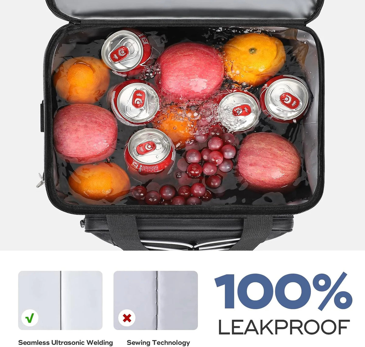 Insulated Soft Cooler Bag for 35/45 Cans, Leak-Proof Collapsible Lunch Tote