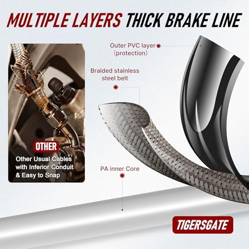 Front Brake Line for Harley Dyna Non-ABS 48.9 Inch Black Replacement