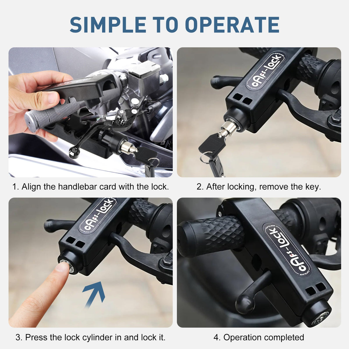 Heavy-Duty Motorcycle ATV Handlebar Lock with 2 Keys - Anti-Theft Security