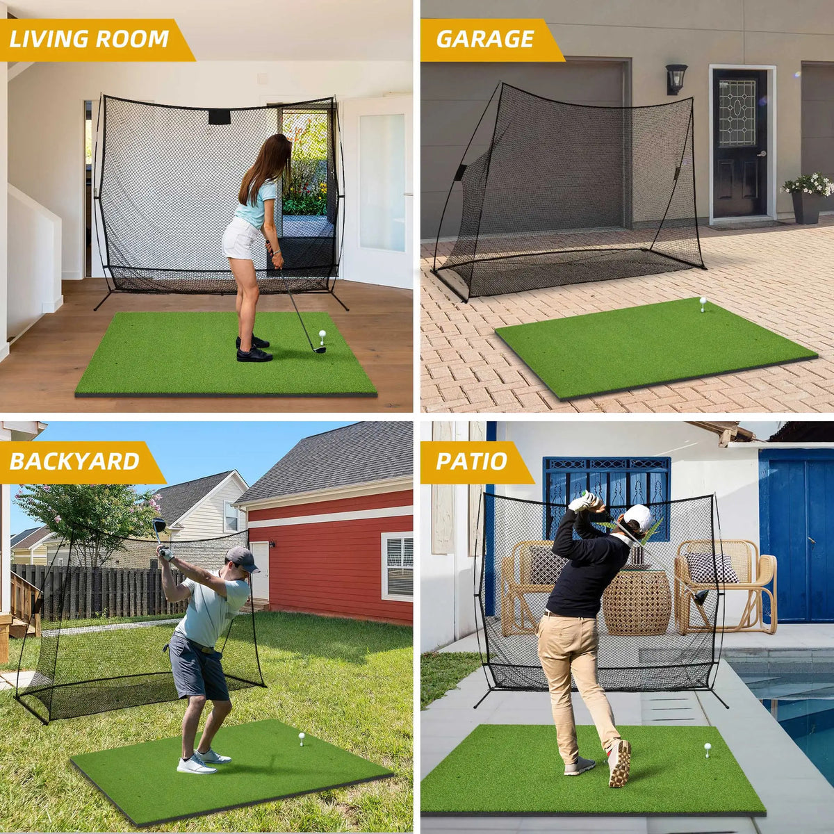 Golf Hitting Mat 5x4 ft Thickened 21mm Artificial Turf for Indoor Outdoor Practice