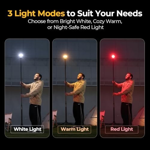 Rechargeable 8000mAh LED Camping Tent Light with 7.55ft Telescoping Pole