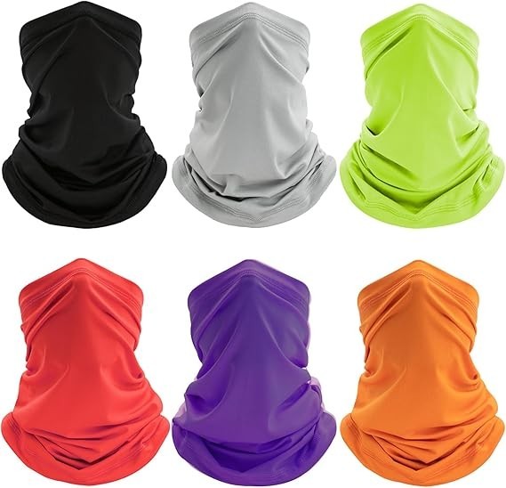 Sun UV Protection Face Masks 6 Pack - Breathable Neck Gaiter & Cover