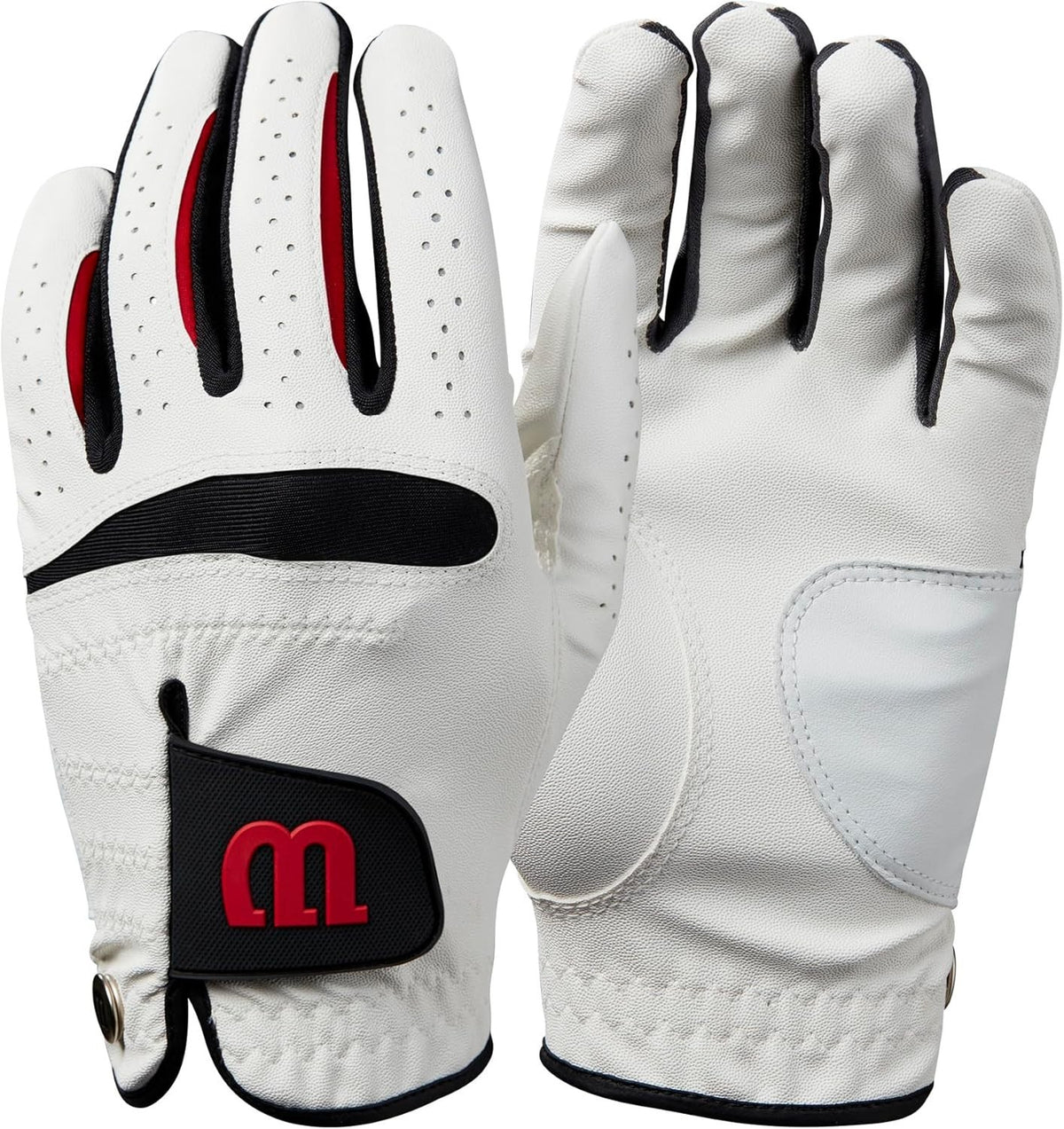 Wilson Feel Plus Men's Large Golf Glove Right Hand White Black Red for Left Hand Golfer