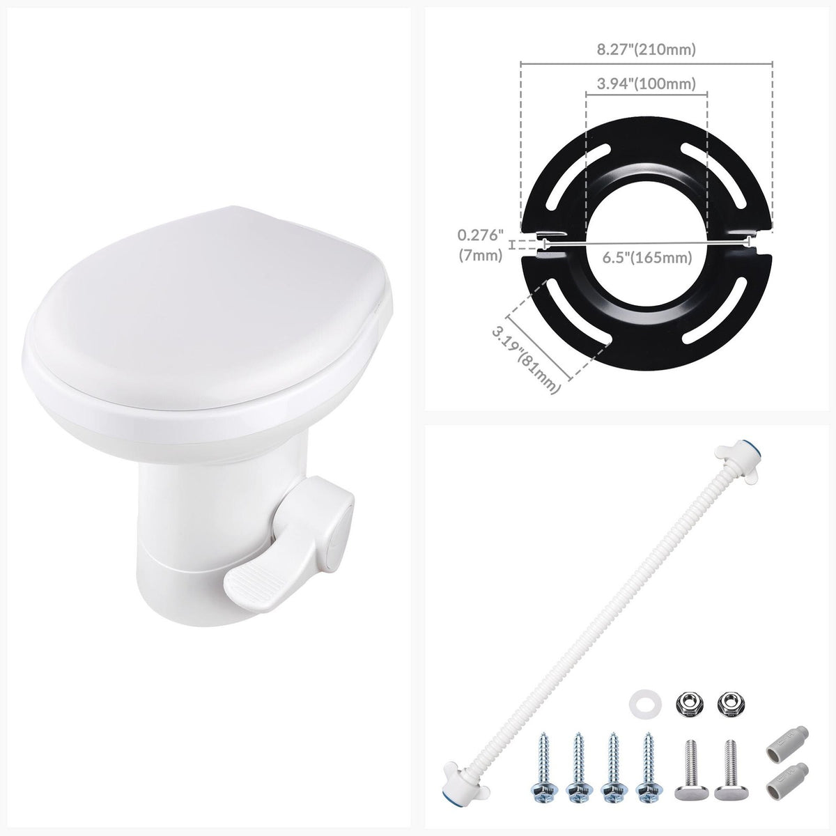 20-Inch Gravity Flush RV Camper Toilet with Foot Pedal & Household Comfort