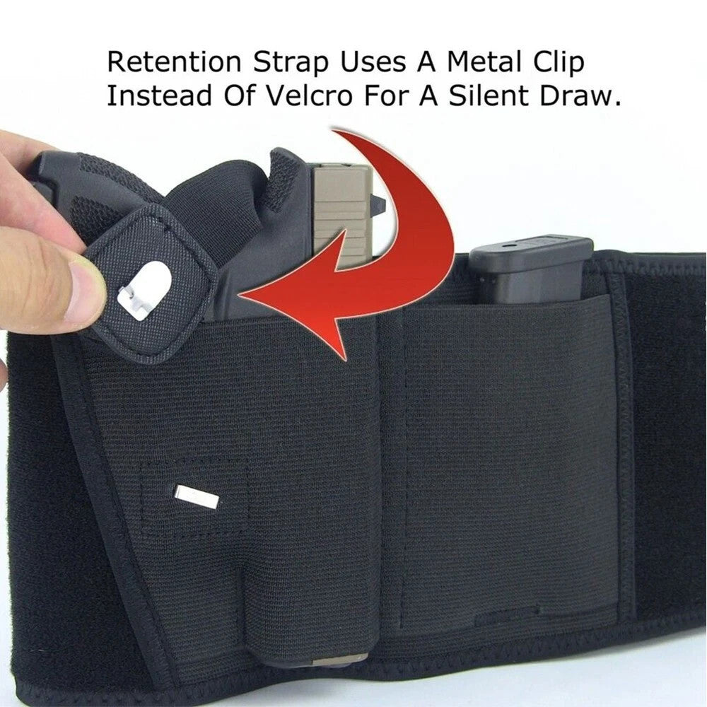 Concealed Carry Belly Band Holster for Pistols & Revolvers - Black