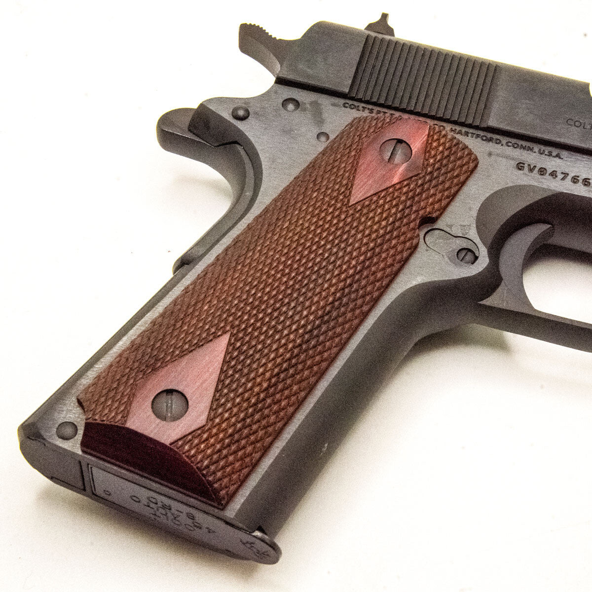 Original Colt 1911 Rosewood Pistol Grips Double Diamond Ambi Cut