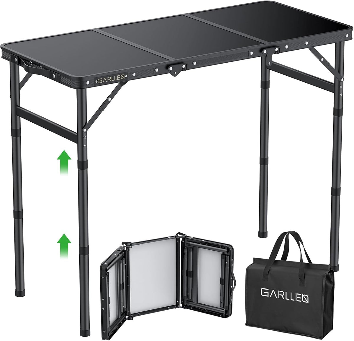 Adjustable Camping Table 66lbs Foldable Aluminum Outdoor Picnic Table for 2-6 Persons
