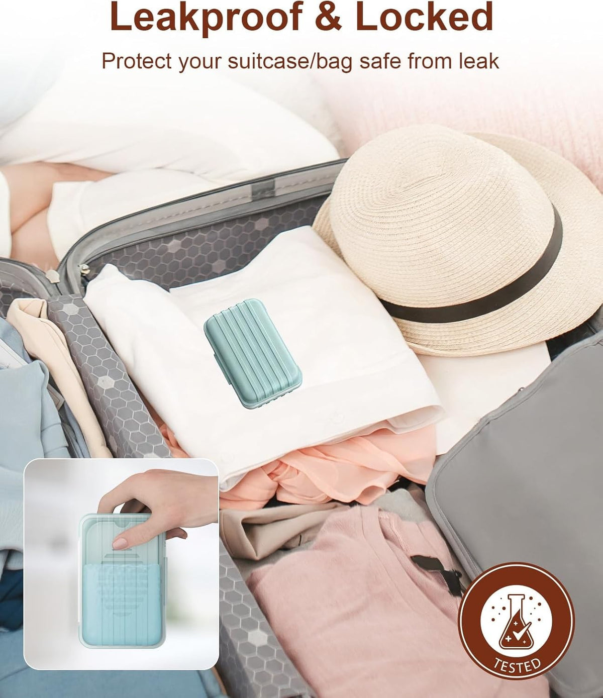 Leakproof Travel Soap Holder Case with Lid - Portable Camping & Gym Blue