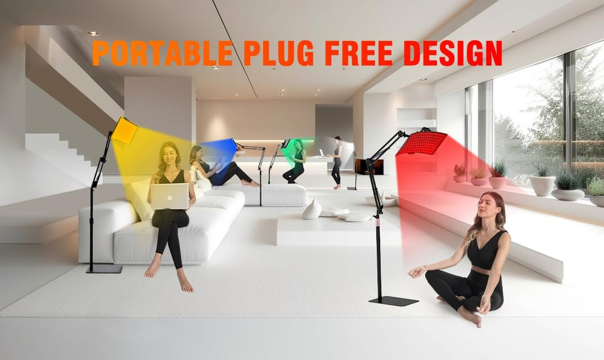 7 in 1 Portable Red Infrared Light Therapy Lamp for Face & Body with Stand