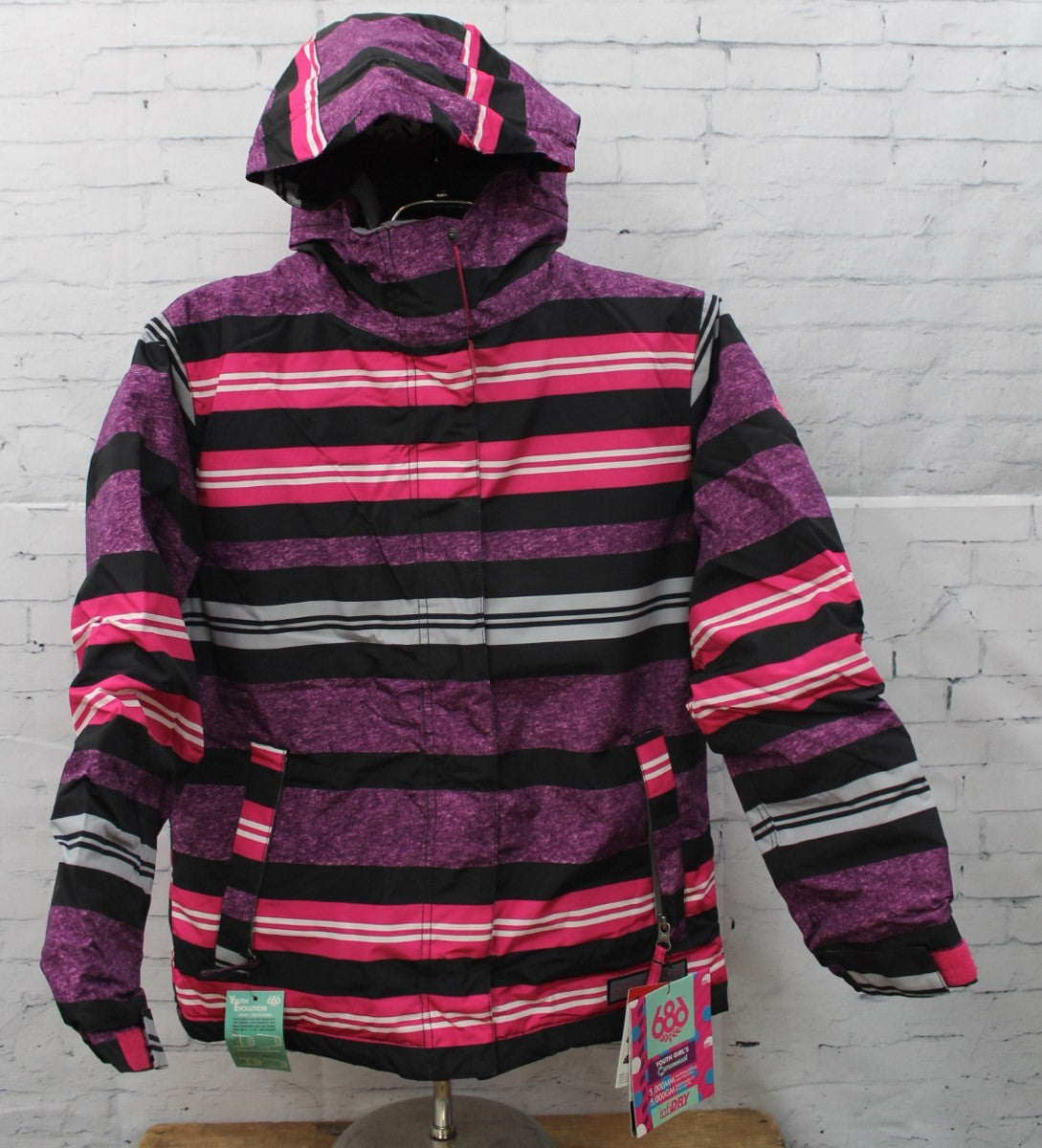 Girls Insulated Snowboard Jacket with Waterproof & Breathable Membrane - Large Lt Plum Heather Stripe