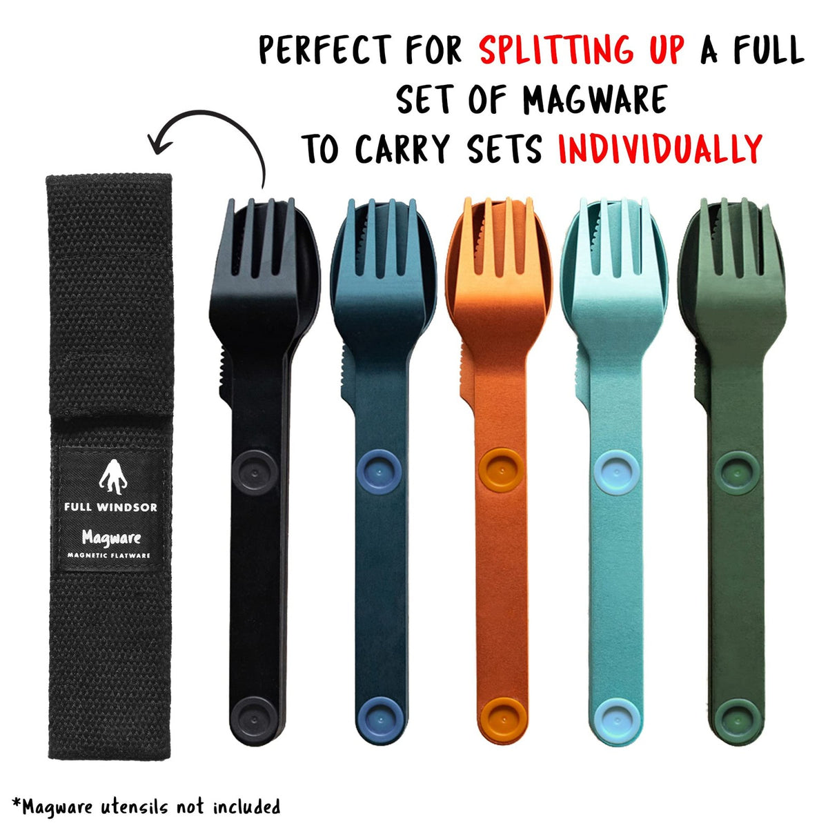 Travel Camping Utensil Set Pouch - Reusable Foldable Cutlery Holder