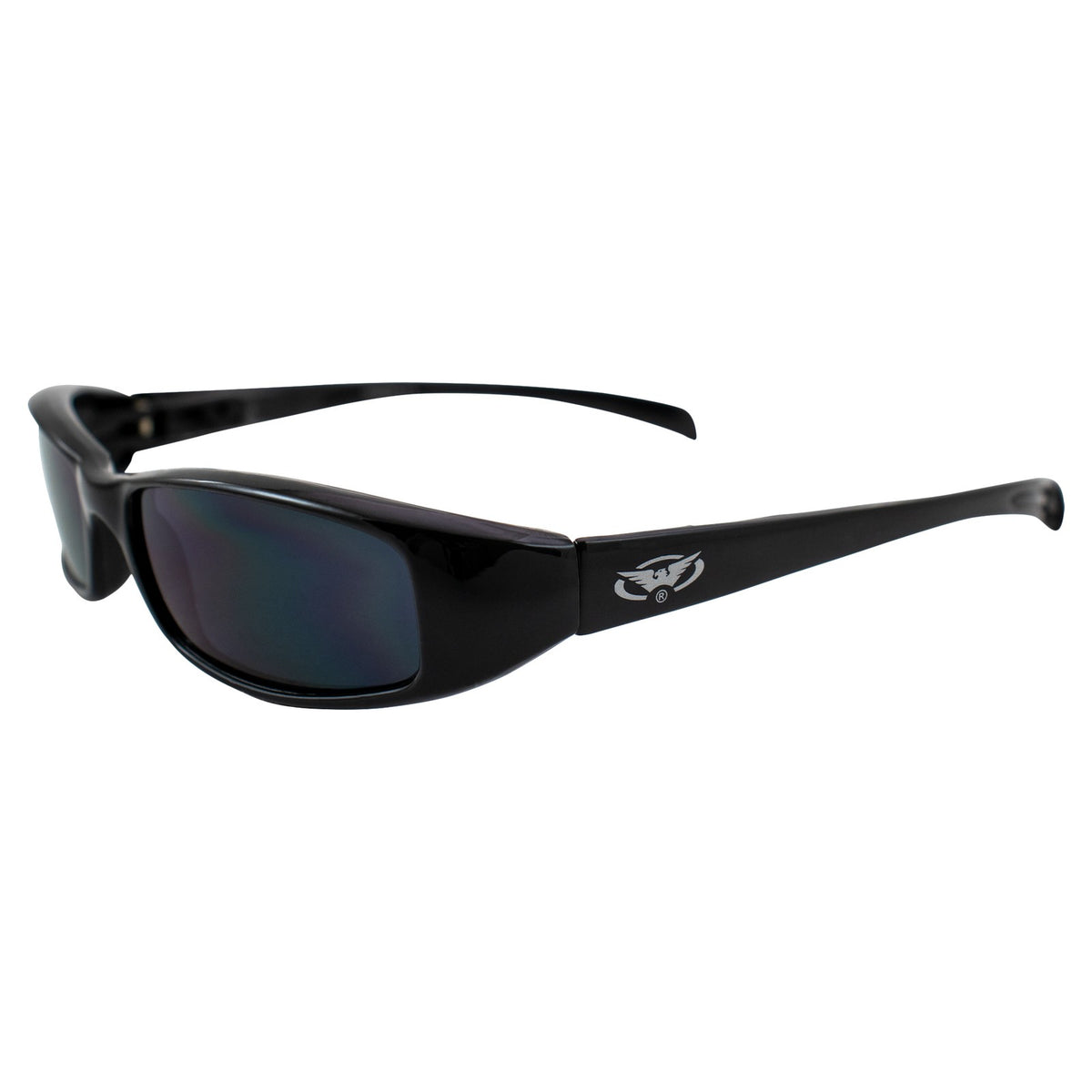 Motorcycle Sunglasses with Black Frames and Green Reflective Lenses