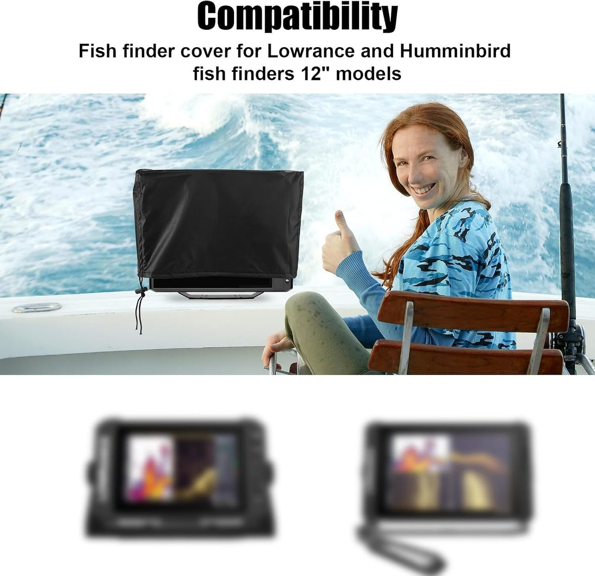 12-Inch Fish Finder Cover Waterproof Boat Accessory for Lowrance Humminbird