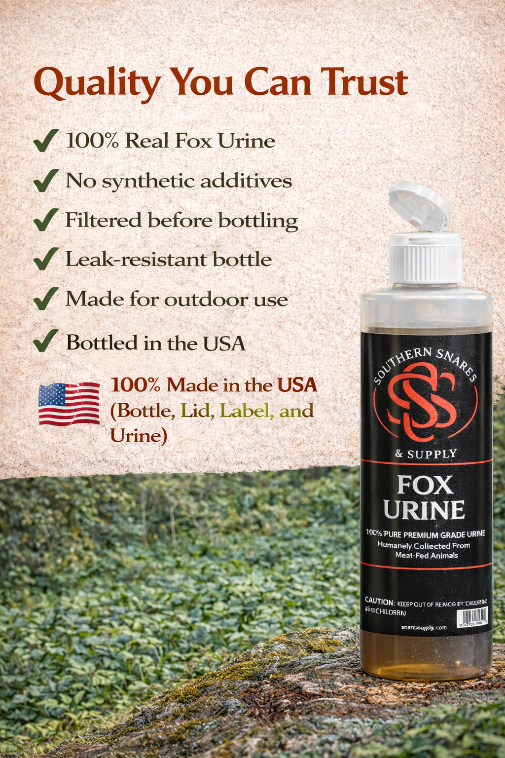 Professional Red Fox Urine Lure for Trapping & Predator Hunting - 16oz to 128oz Options