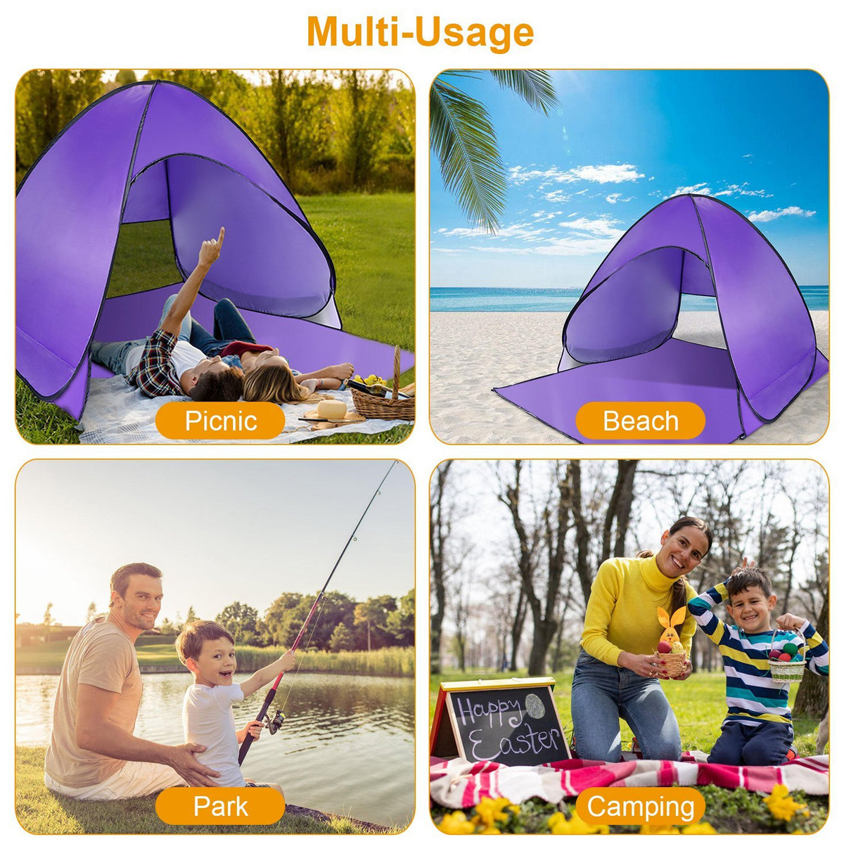 Automatic Pop Up Beach Tent for 2-3 People Outdoor Camping Fishing Lake