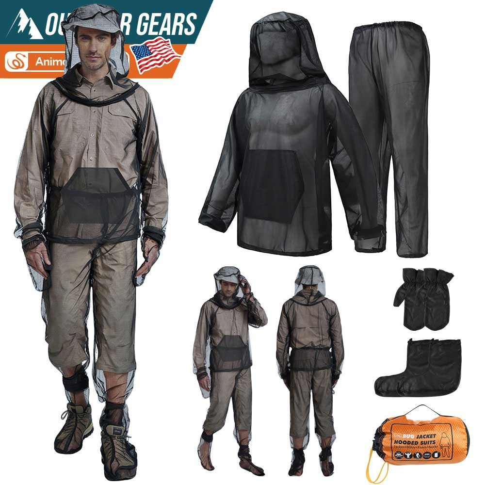 Unisex Mosquito Net Suit with Hood for Outdoor Camping Hiking Protection