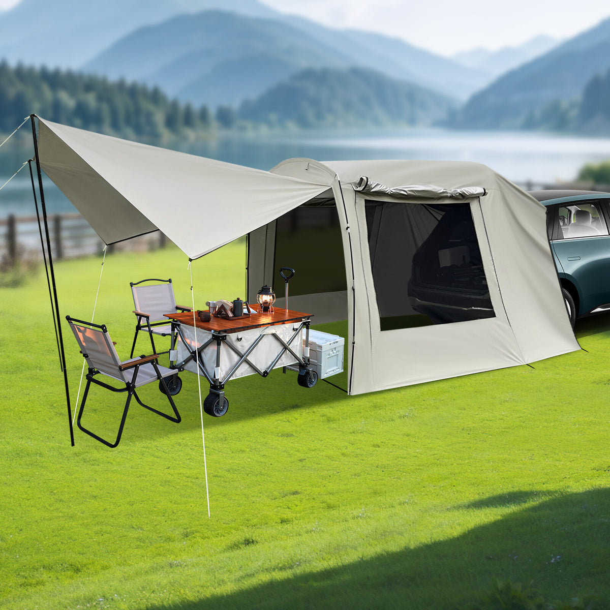 Car Awnings Outdoor Tent - Portable Car Camping Shelter with Storage Bags