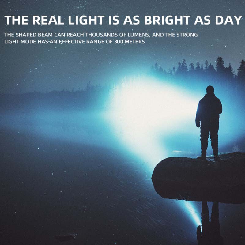 High Power Rechargeable LED Flashlight 99 Million Lumens with Power Bank