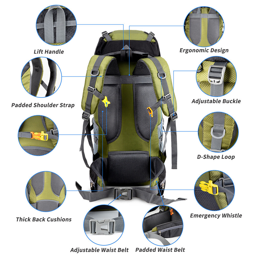 Large Capacity Waterproof Military Backpack for Hiking and Camping