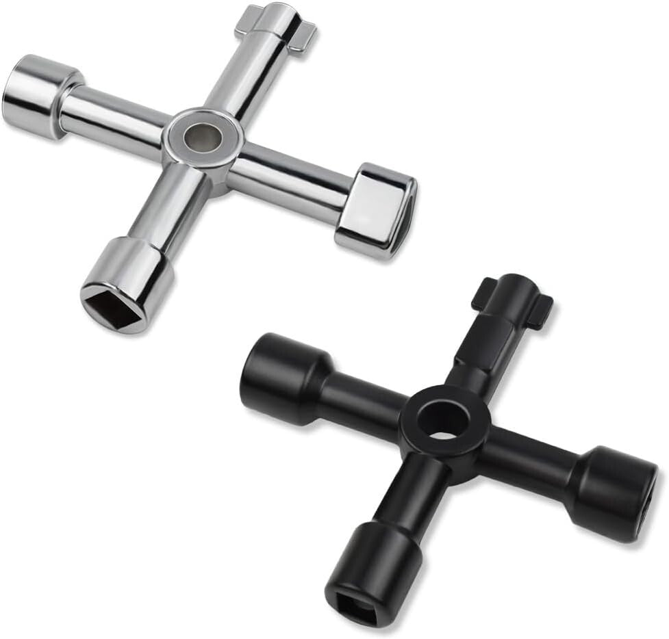 2 Pack Multi-Functional Sillcock Water Keys - 4 Way Square Wrench Tool