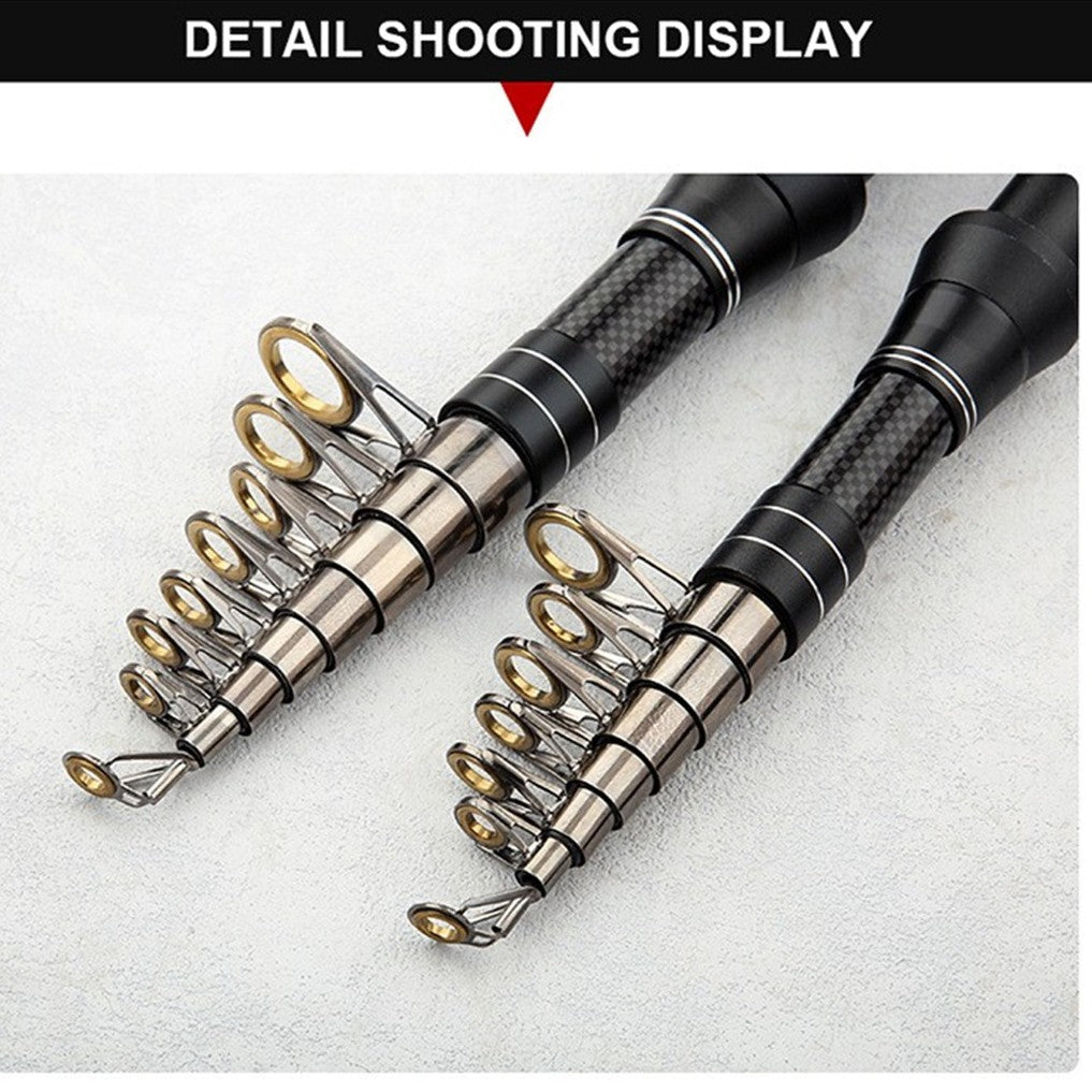 Carbon Fiber Telescopic Fishing Rod and Reel Combo - Saltwater & Freshwater Portable Kit