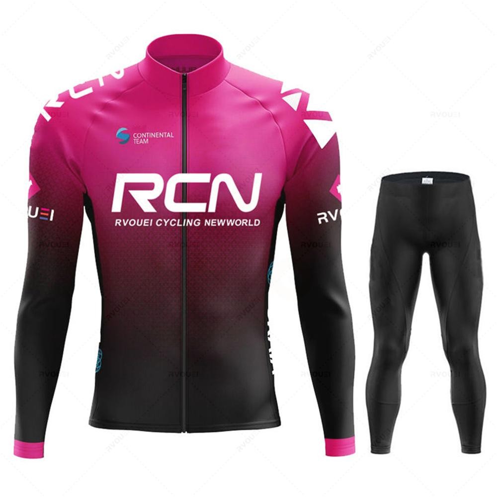 Unisex Cycling Jersey Set with Long Bib Pants for MTB Road Bike