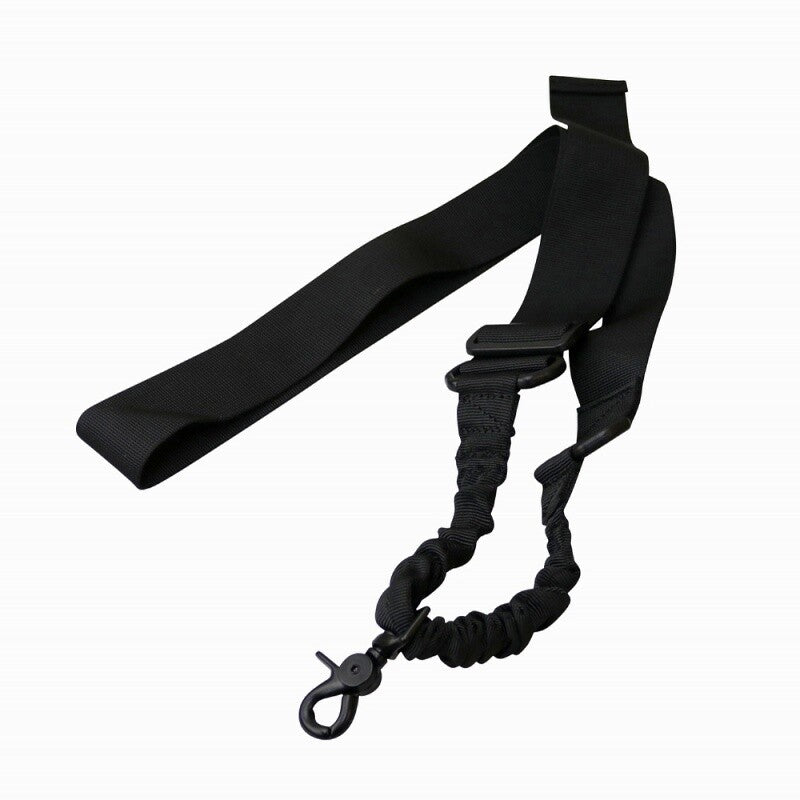 Tactical Single Point Rifle Sling with Adjustable Bungee Cord - Black
