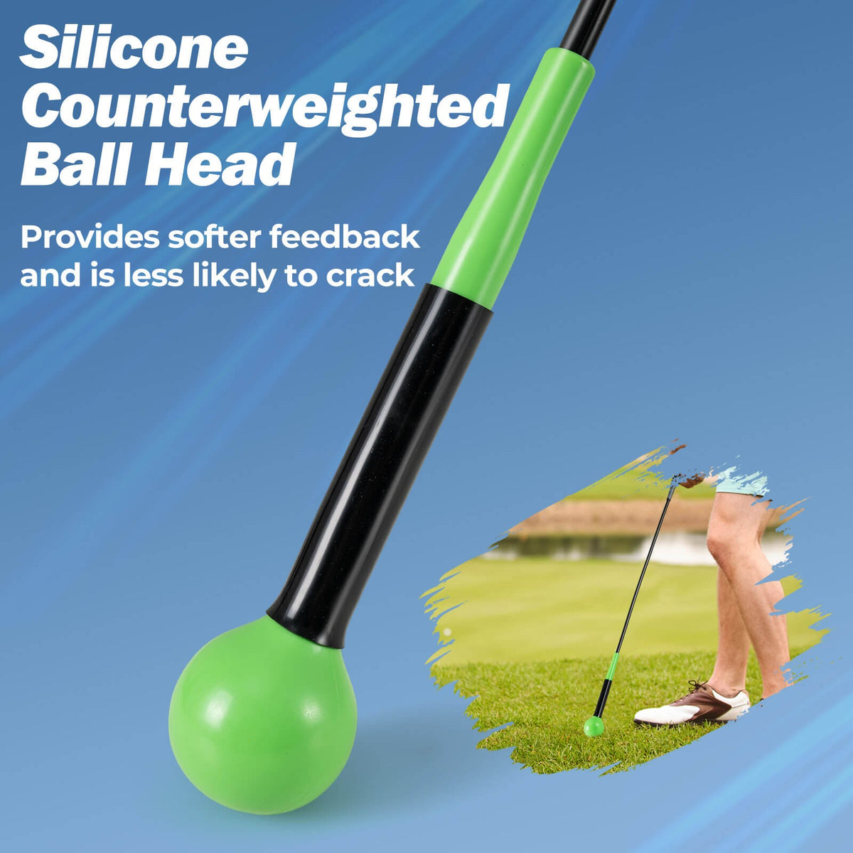 Golf Swing Trainer Aid with Weighted Head, 47-Inch Practice Stick for Right-Handed Golfers