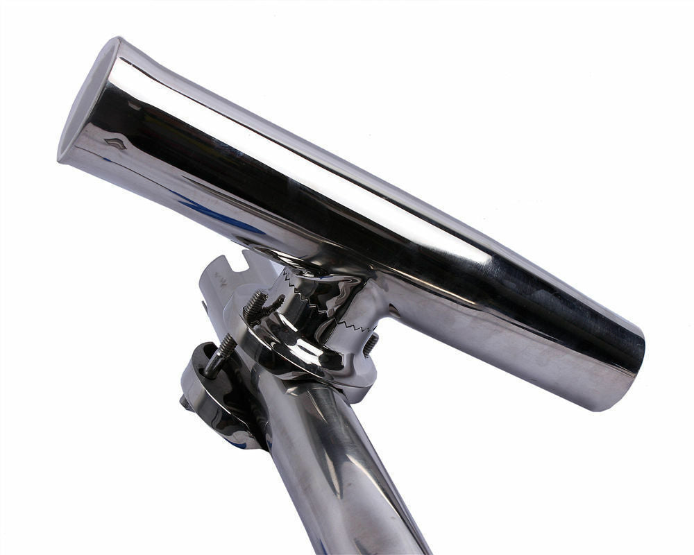 Stainless Steel Boat Fishing Rod Holder Clamp-On Rail Mount 1-1/4"