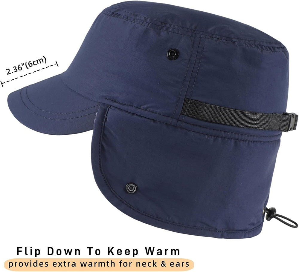 Men's Winter Hat with Visor and Earflaps - Waterproof, Insulated, Adjustable