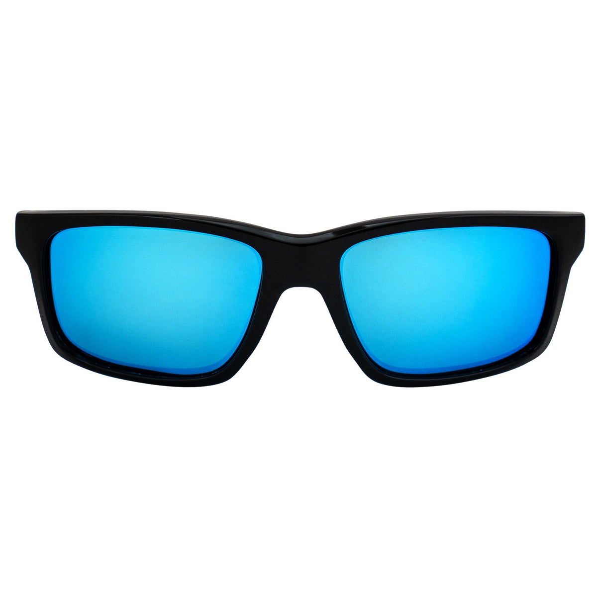 Polarized Square Sunglasses with Blue Mirror Lenses - Black Frame