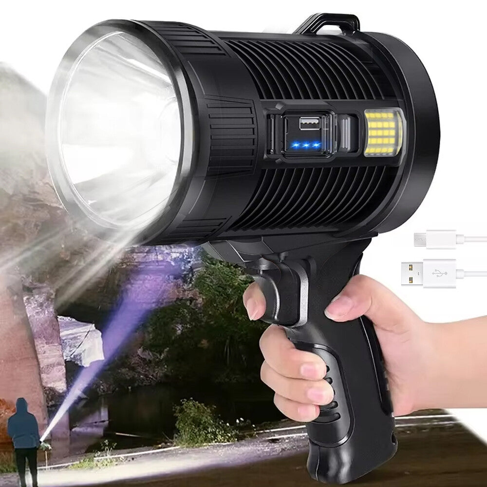 High Power Rechargeable LED Flashlight 99 Million Lumens with Power Bank