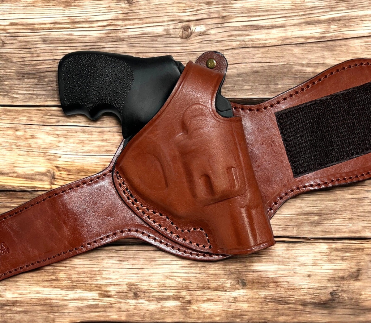 Right Hand Leather Ankle Holster for Revolvers – Concealed Carry, Adjustable Fit