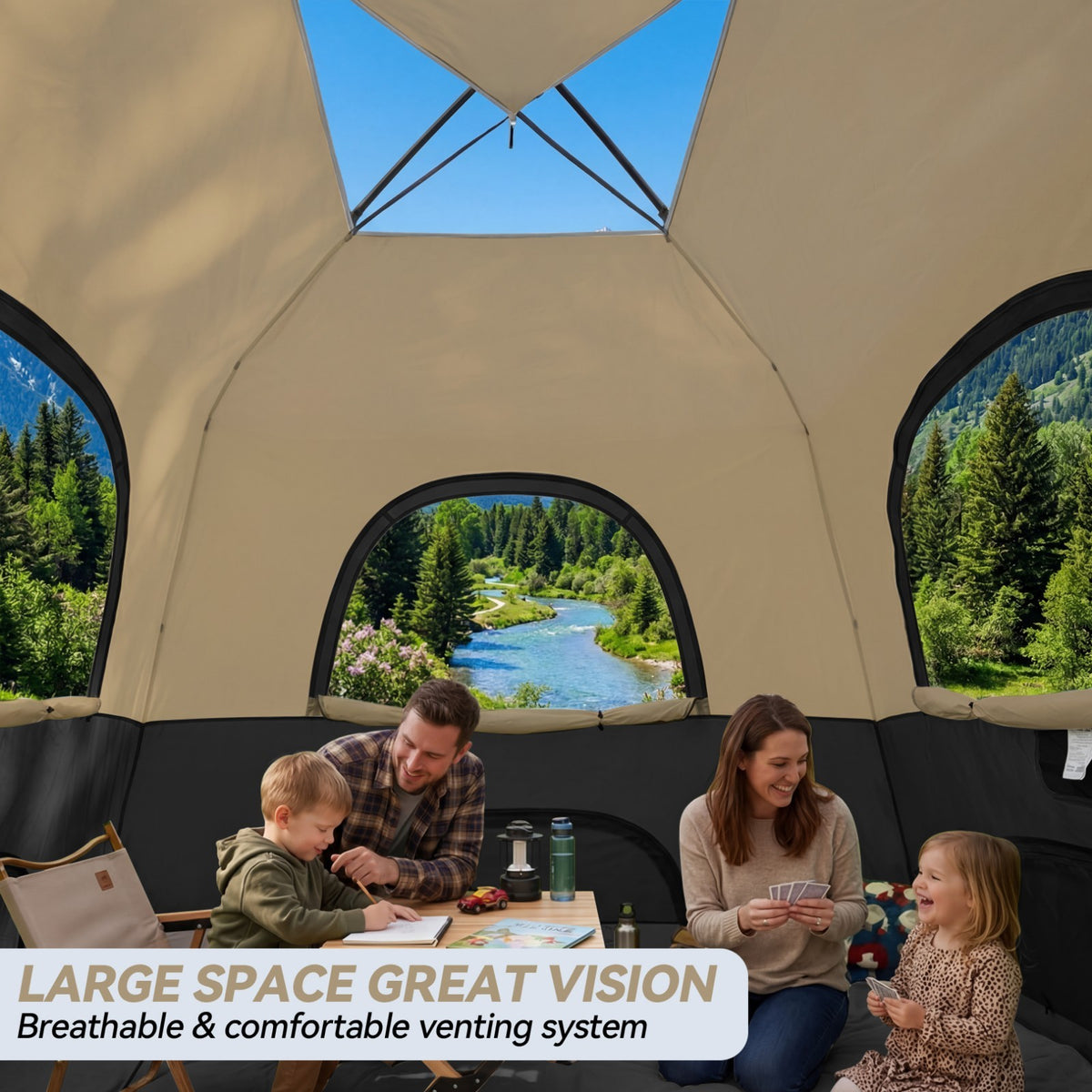 8-Person Camping Tent Waterproof Windproof Easy Setup Backpacking Shelter