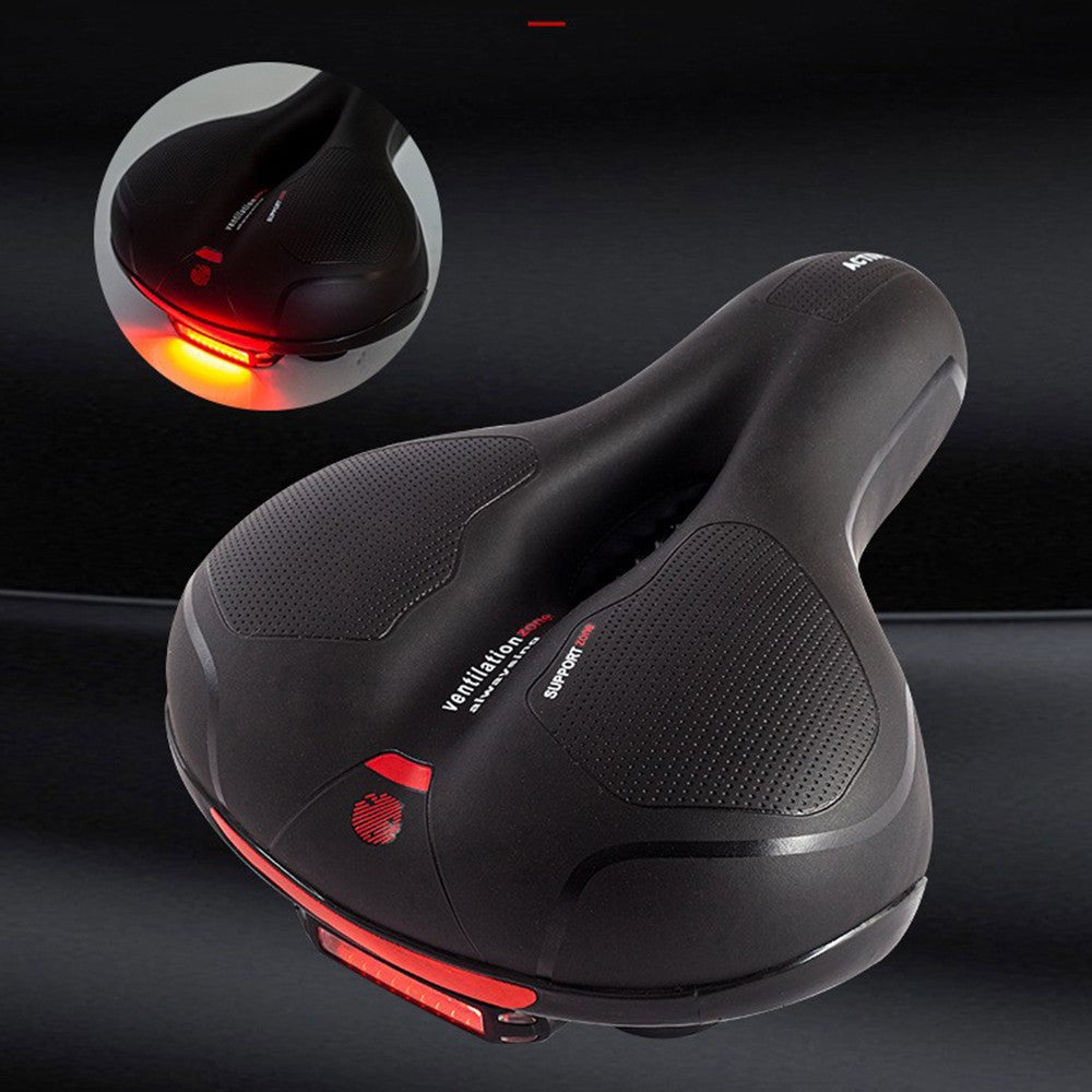 Comfort Bicycle Saddle Wide Memory Foam Seat with Shock Absorption & LED Tail Light