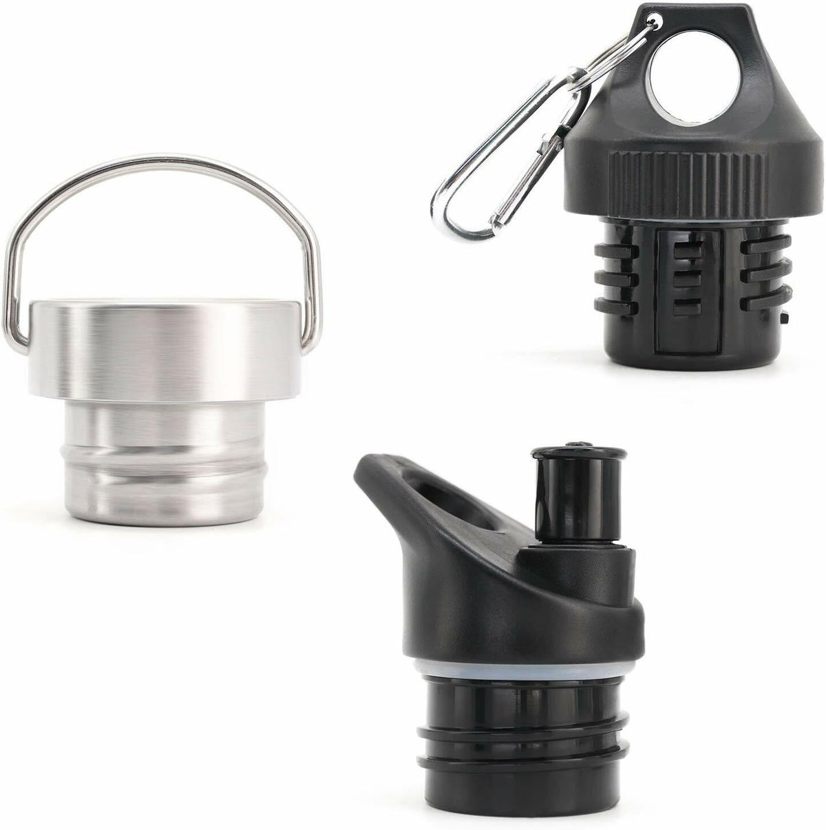 Replacement Stainless Steel & Bite Valve Lids for Hydro Flask Standard Mouth Water Bottle Set